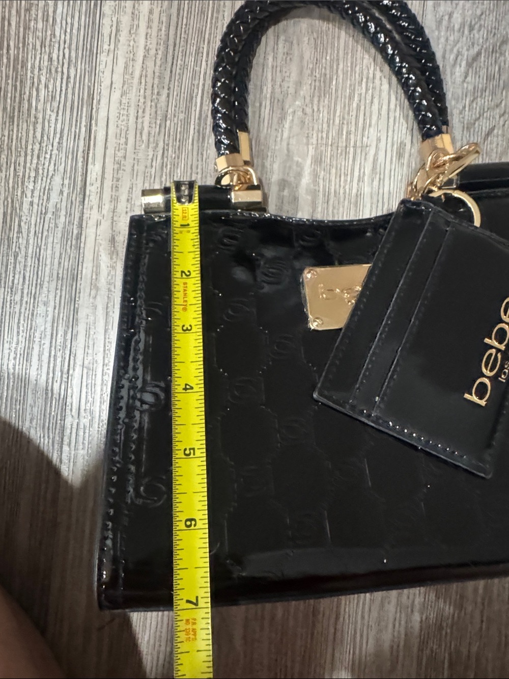 bebe Black Patent Shoulder Bag Like New - Picture 7 of 7